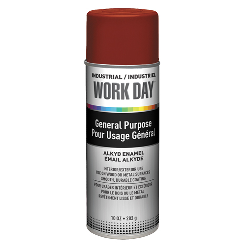Industrial Work Day Paint, Red, Very Flat, 10 oz., Aerosol Can Rock Safety Industrial Ltd