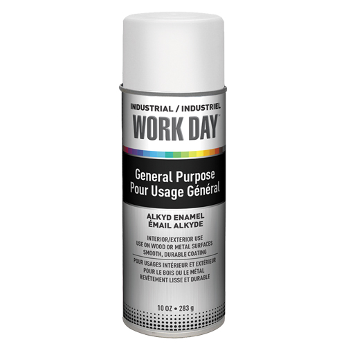Peinture industrielle Work Day, Blanc, Tr&egrave;s mat, 10 oz, Canette a&eacute;rosol Rock Safety Industrial Ltd