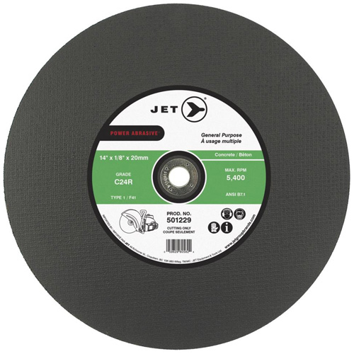 Meule &agrave; tronçonner Power Abrasive, 14" x 1/8", Arbre de 1", Type 1, 5400 Tr/min Rock Safety Industrial Ltd
