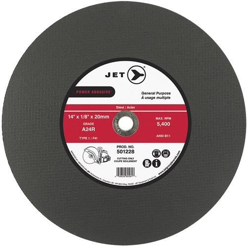 Meules &agrave; tronçonner POWER ABRASIVE, 14" x 1/8", Arbre de 20 mm, Type 1, 5400 Tr/min Rock Safety Industrial Ltd