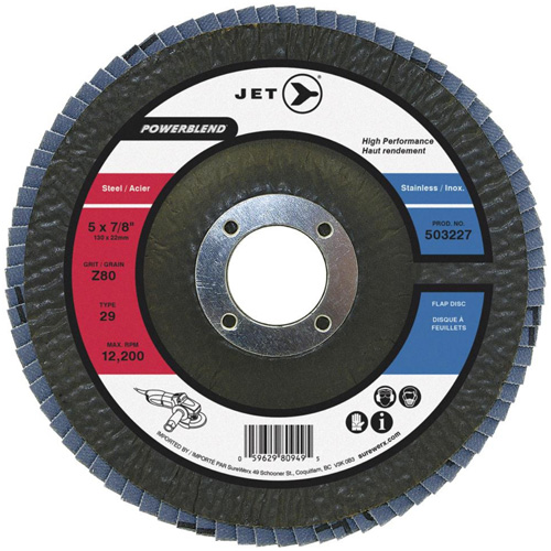 POWERBLEND Flap Disc, 4-1/2" x 7/8", Type 29, Z80 Grit, Zirconia Alumina Rock Safety Industrial Ltd