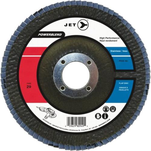 POWERBLEND Flap Disc, 4-1/2" x 7/8", Type 29, Z120 Grit, Zirconia Alumina Rock Safety Industrial Ltd