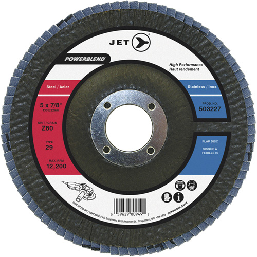 POWERBLEND Flap Disc, 5" x 7/8", Type 29, Z40 Grit, Zirconia Alumina Rock Safety Industrial Ltd