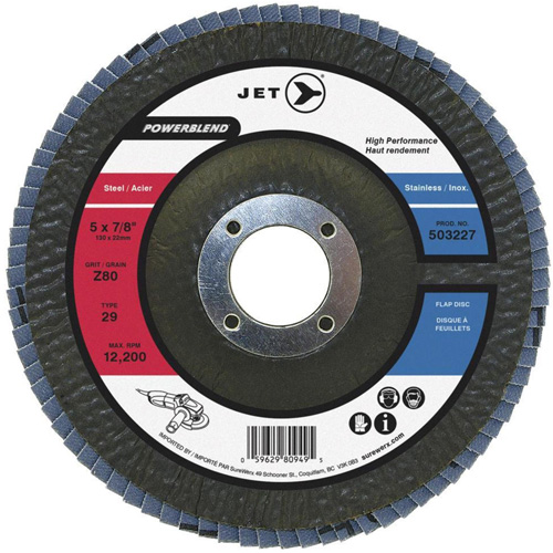 PowerBlend Flap Disc, 7" x 7/8", Type 29, Z60 Grit, Zirconia Alumina Rock Safety Industrial Ltd
