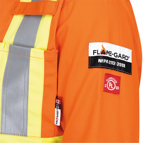 5555 Combinaison de s&eacute;curit&eacute; &agrave; haute visibilit&eacute; ignifuge et anti-arcs &eacute;lectriques, Taille 36, Orange haute visibilit&eacute;, 11 cal/cm² Rock Safety Industrial Ltd