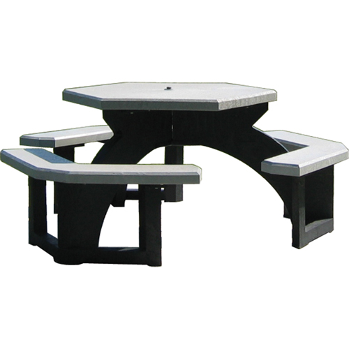 Tables de pique-nique hexagonales en plastique recycl&eacute;, 78" lo x 78" la, Gris Rock Safety Industrial Ltd