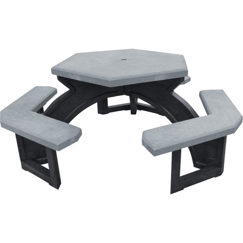 Recycled Plastic Hexagon Picnic Tables, 78" L x 78" W, Grey Rock Safety Industrial Ltd