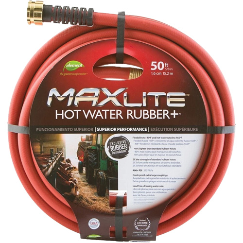 Hot Water Hose, Rubber, 5/8" dia. x 50' L Rock Safety Industrial Ltd