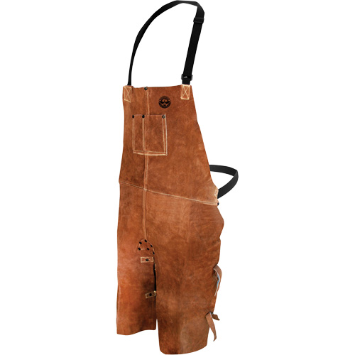 Leather Welding Apron, Split-Leg Bib, 36" L, Brown Rock Safety Industrial Ltd