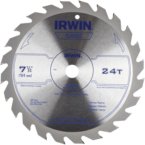 Lame de scie circulaire de s&eacute;rie classique, 7-1/4", 24 dents, Pour Bois Rock Safety Industrial Ltd