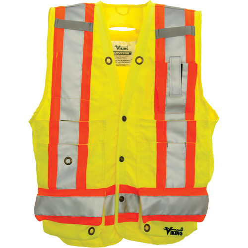 Surveyor Safety Vest, High Visibility Lime-Yellow, Large, Polyester Rock Safety Industrial Ltd