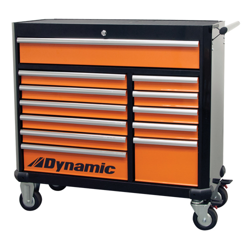 Armoire &agrave; outils mobile, 12 tiroirs, 42" la x 18" p x 41" h, Noir/Orange Rock Safety Industrial Ltd
