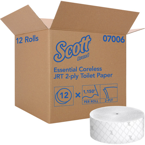 Scott&reg; Essential Toilet Paper, Jumbo/Coreless Roll, 2 Ply, 1150' Length, White Rock Safety Industrial Ltd