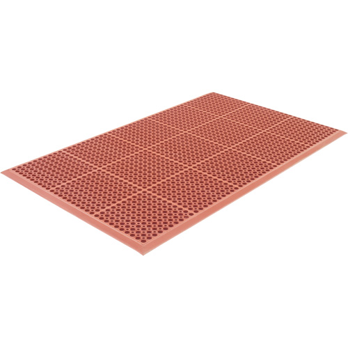 Tapis de s&eacute;rie Competitor, &agrave; fentes, 3' x 5' x 7/8", Orange, Caoutchouc naturel Rock Safety Industrial Ltd