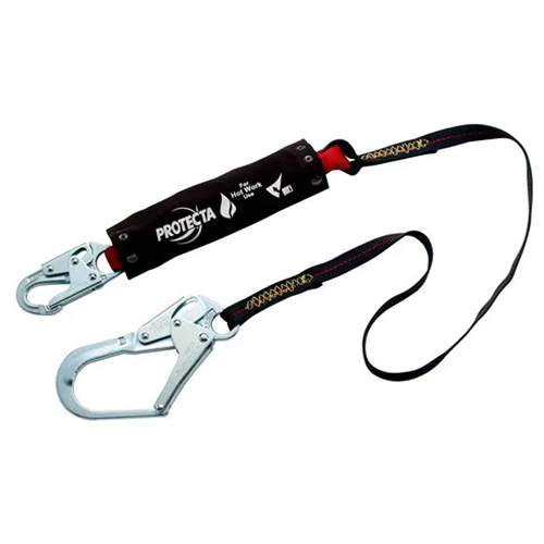 Longe PRO &agrave; amortisseur de choc, 6', Point d'ancrage &agrave; Crochet mousqueton, Crochet mousqueton aux jambes, Kevlar Rock Safety Industrial Ltd