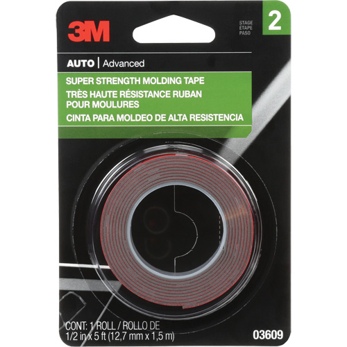 Super Strength Molding Tape, 1.52 m (5') L x 12.7 mm (1/2") W, 46 mils, Acrylic Rock Safety Industrial Ltd