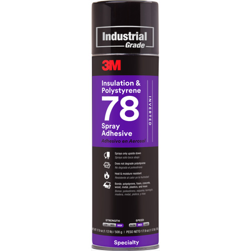 Polystyrene Foam Insulation 78 Spray Adhesive, 24 oz., Aerosol Can, Clear Rock Safety Industrial Ltd