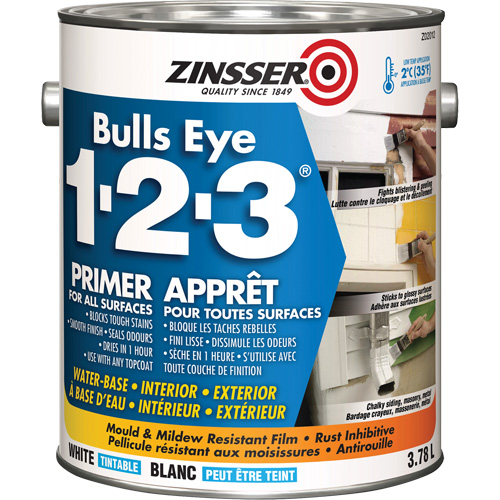 Bulls Eye 1-2-3&reg; Water-Base Primer, 3.78 L, Gallon, White Rock Safety Industrial Ltd