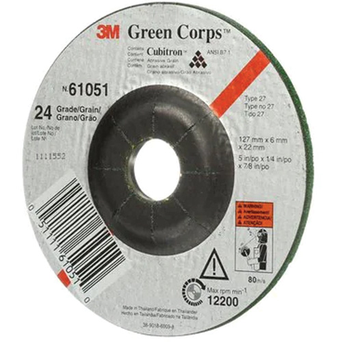 Green Corps Flexible Grinding Wheel, 5" x 1/4", 7/8" Arbor, Ceramic, Type 1 Rock Safety Industrial Ltd