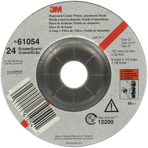 Meule &agrave; moyeu d&eacute;port&eacute;, 5" x 27, Oxyde d'aluminium Rock Safety Industrial Ltd
