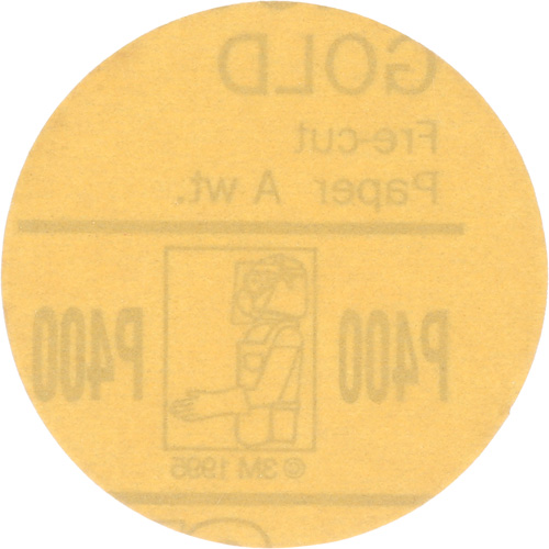 Gold Hookit Disc, 3" Dia., P400 Grit, Aluminum Oxide, C-Weight Rock Safety Industrial Ltd