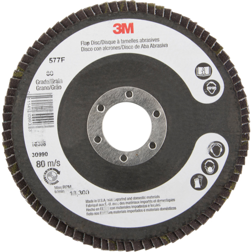 Disques &agrave; lamelles 577F, 4-1/2" x 7/8", Type 29, Grain 80, Zirconium Rock Safety Industrial Ltd