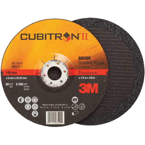 Cubitron II Depressed Centre Grinding Wheels, 4" x 1/4", 3/8" Arbor, Type 27 Rock Safety Industrial Ltd