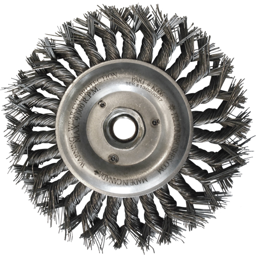 Brosses m&eacute;talliques &agrave; touret, Dia. 6", Fils 0,014", Arbre 5/8"-11, Acier Rock Safety Industrial Ltd
