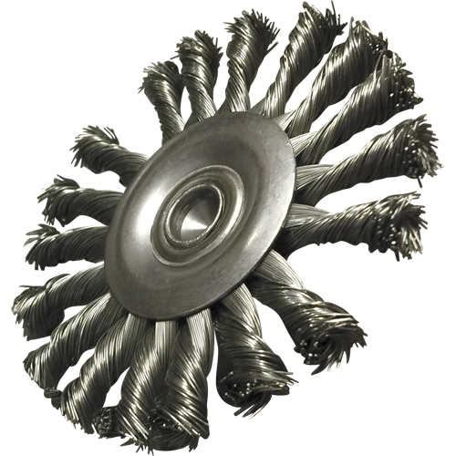 Brosses mont&eacute;es &agrave; fils nou&eacute;s circulaires, 3-1/2" dia., dia. Des fils 0,014", Tige 1/4" Rock Safety Industrial Ltd