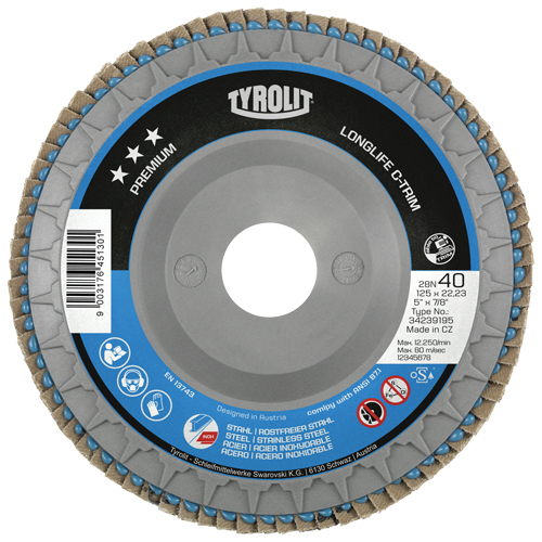 Disque &agrave; lamelles C-Trim robuste, 6" x 7/8", Type 29, Grain 40, Zirconium Rock Safety Industrial Ltd