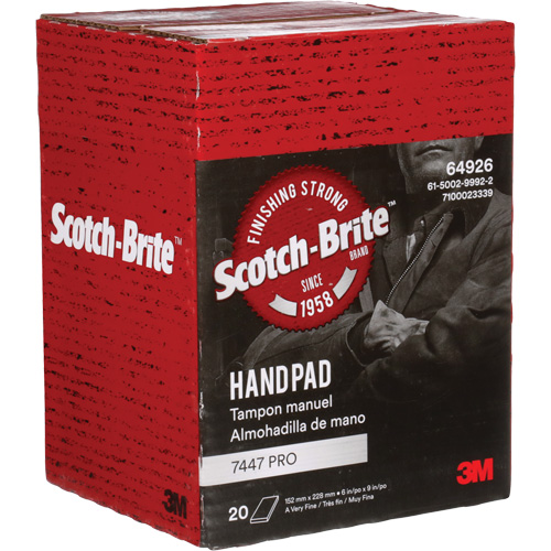 Scotch-Brite 7447 Hand Pads, Aluminum Oxide, 9" x 6", Very Fine Grit Rock Safety Industrial Ltd