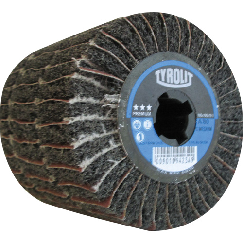 Tambour de conditionnement de surface Pro-Line, 4" dia. x 4" la, 3/4" Arbre, Grain 80, Oxyde d'aluminium Rock Safety Industrial Ltd