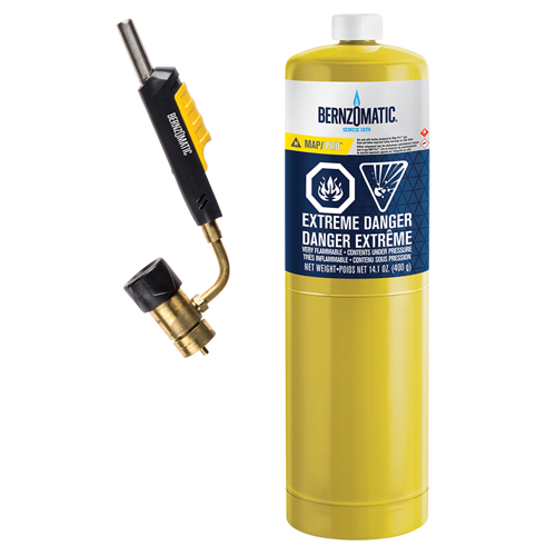 Ensemble de chalumeau &agrave; t&ecirc;te pivotante et allumage &agrave; g&acirc;chette Bernzomatic, Propane Rock Safety Industrial Ltd