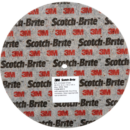 Meule unitaris&eacute;e EXL Scotch-Brite, 6" x 1/4", Arbre de 1/4", Grain de Fin, Carbure de silicium Rock Safety Industrial Ltd