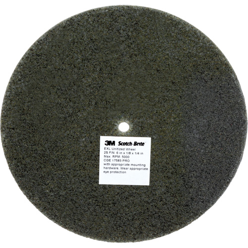 Meule unitaris&eacute;e EXL Scotch-Brite, 6" x 1/8", Arbre de 1/4", Grain de Fin, Carbure de silicium Rock Safety Industrial Ltd