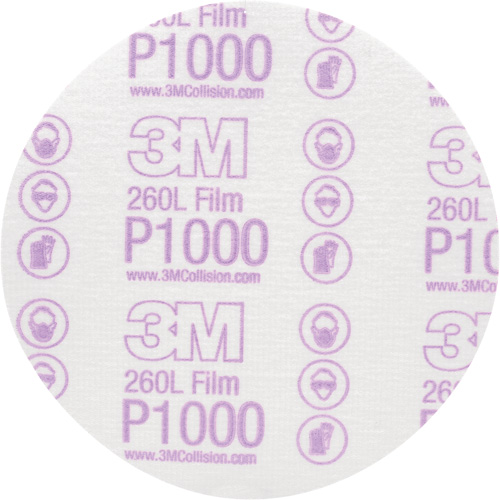 Hookit Finishing Film Disc, 6" Dia., P1000 Grit, Aluminum Oxide, Film Rock Safety Industrial Ltd