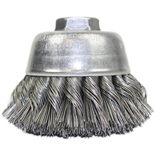 Brosse-boisseau &agrave; fil nou&eacute;, 3-1/2" dia. x 5/8"-11 arbre Rock Safety Industrial Ltd
