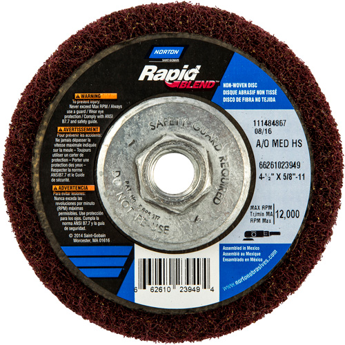 Rapid Blend Non-Woven Depressed Center Abrasive Disc, 4-1/2" Dia., 150-180 Grit, Aluminum Oxide Rock Safety Industrial Ltd