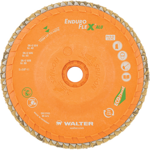 Enduro-Flex Alu Spin-On Flap Disc, 5" x 5/8"-11, Type 27, 80 Grit, Zirconia Alumina Rock Safety Industrial Ltd