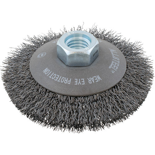 Brosse &agrave; fils torsad&eacute;s AllSteel, 5" dia., Fils 0,0118", Arbre 5/8"-11 Rock Safety Industrial Ltd