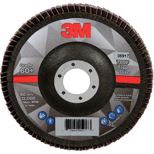 Disque &agrave; lamelles &agrave; changement rapide 769F, 5" x 7/8", Type 29, Grain 60+, C&eacute;ramique Rock Safety Industrial Ltd