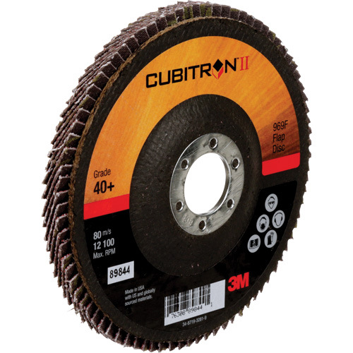 Disque &agrave; lamelles 969F Cubitron II , 5" x 7/8", Type 27, Grain 40+, C&eacute;ramique Rock Safety Industrial Ltd