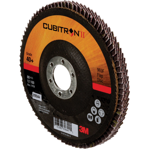 Disque &agrave; lamelles 969F Cubitron II , 5" x 7/8", Type 27, Grain 40+, C&eacute;ramique Rock Safety Industrial Ltd