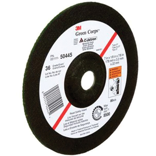 Meule &agrave; moyeu d&eacute;port&eacute; Green Corps, 7" x 1/8", Arbre 7/8", C&eacute;ramique, Type 27 Rock Safety Industrial Ltd