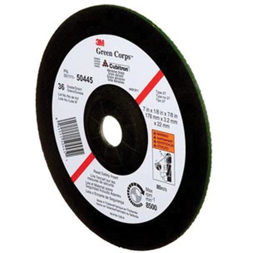 Meule &agrave; moyeu d&eacute;port&eacute; Green Corps, 7" x 1/8", Arbre 7/8", C&eacute;ramique, Type 27 Rock Safety Industrial Ltd