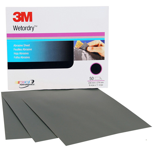 Feuille abrasive Wetordry, 9" x 11", Grain P220, Oxyde d'aluminium Rock Safety Industrial Ltd