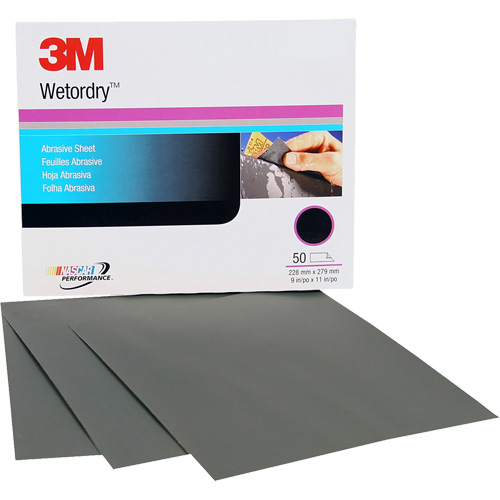 Feuille abrasive Wetordry, 9" x 11", Grain P500, Oxyde d'aluminium Rock Safety Industrial Ltd