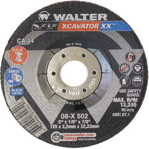 Meule Xcavator XX, 5" x 1/8", Arbre 7/8", C&eacute;ramique, Type 27 Rock Safety Industrial Ltd