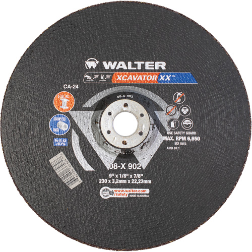 Meule Xcavator XX, 9" x 1/8", Arbre 7/8", C&eacute;ramique, Type 27 Rock Safety Industrial Ltd