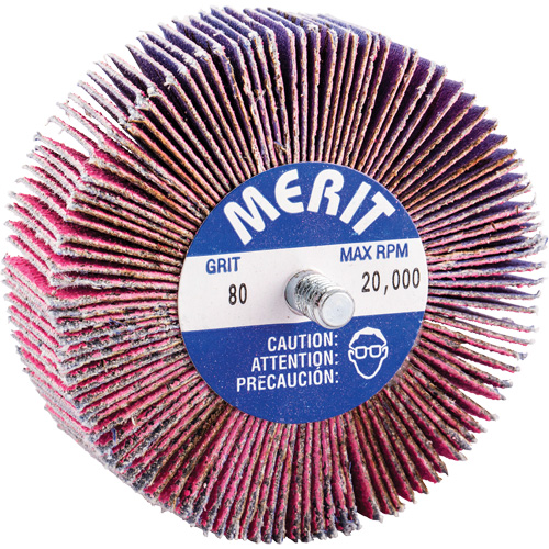 Threaded Mini Flap Wheel, Ceramic Alumina, 80 Grit, 3" x 1" x 1/4"-20 Rock Safety Industrial Ltd